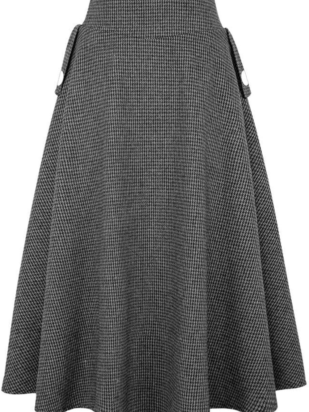 Women’s Fall Winter High Waisted Plaid A-line Long Skirt wool blend